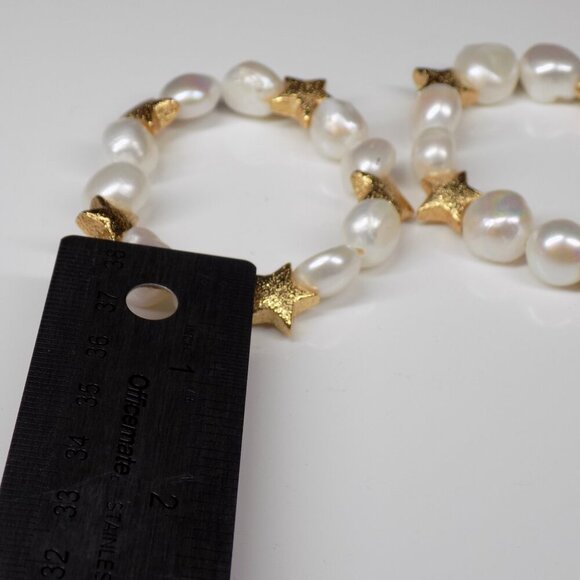 Baublebar Real Keshi Pearls Stretch Bracelet Bracelets Gold-tone Stars 6 & 6.5" - Picture 4 of 8